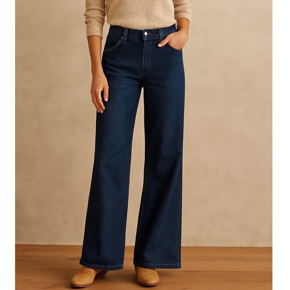 Sundance Greta Wide-Leg Denim Trouser Dark Indigo - Picture 1 of 9